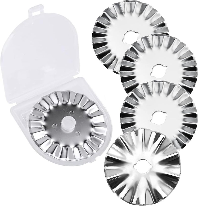 KAMSANG 45mm Pinking Rotary Cutter Blades, Wavy Replacement Blades, Pinking Rotary Blades Refill 45mm,Fits Fiskars,OLFA,Fabric Cutting Blades Refill for Quilting Scrapbooking Sewing Arts &Crafts, 5-Pack - Image 1